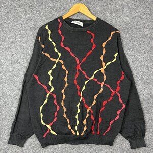 Vintage Black St. Croix Knit‎ Abstract Print Sweater Multicolor Size Large